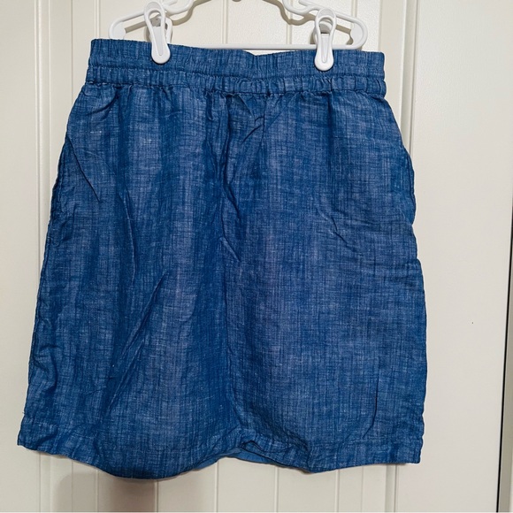 Talbots Linen Blend Lined Skirt Blue Pockets Drawstring Waist Athleisure Lounge - Picture 3 of 10